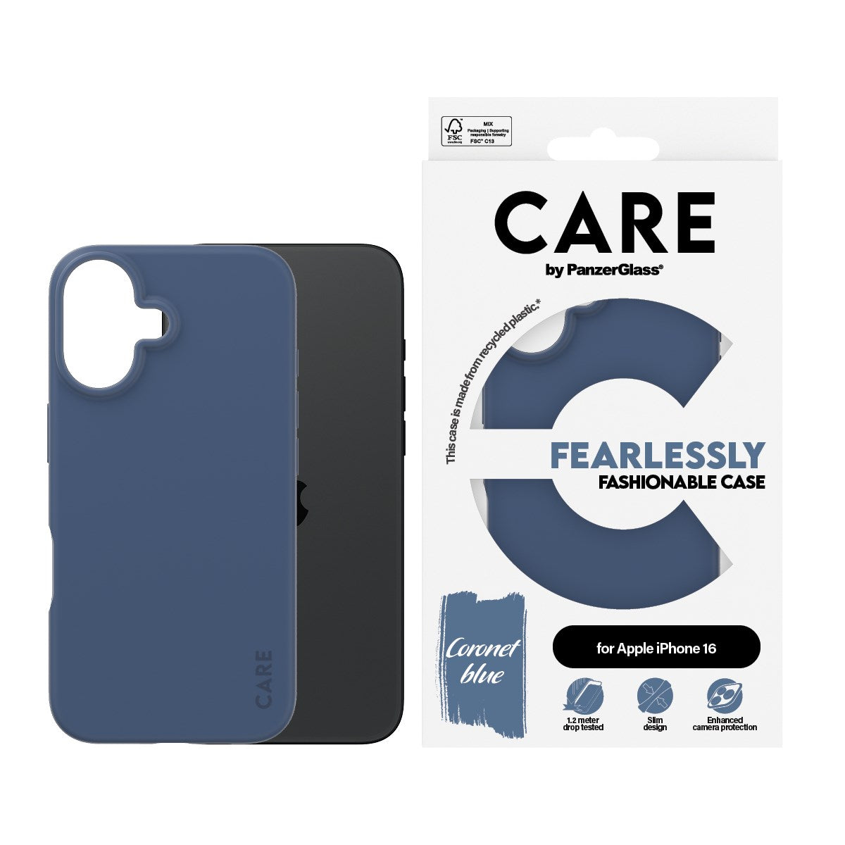 CARE by PanzerGlass® Case Blue iPhone 16
